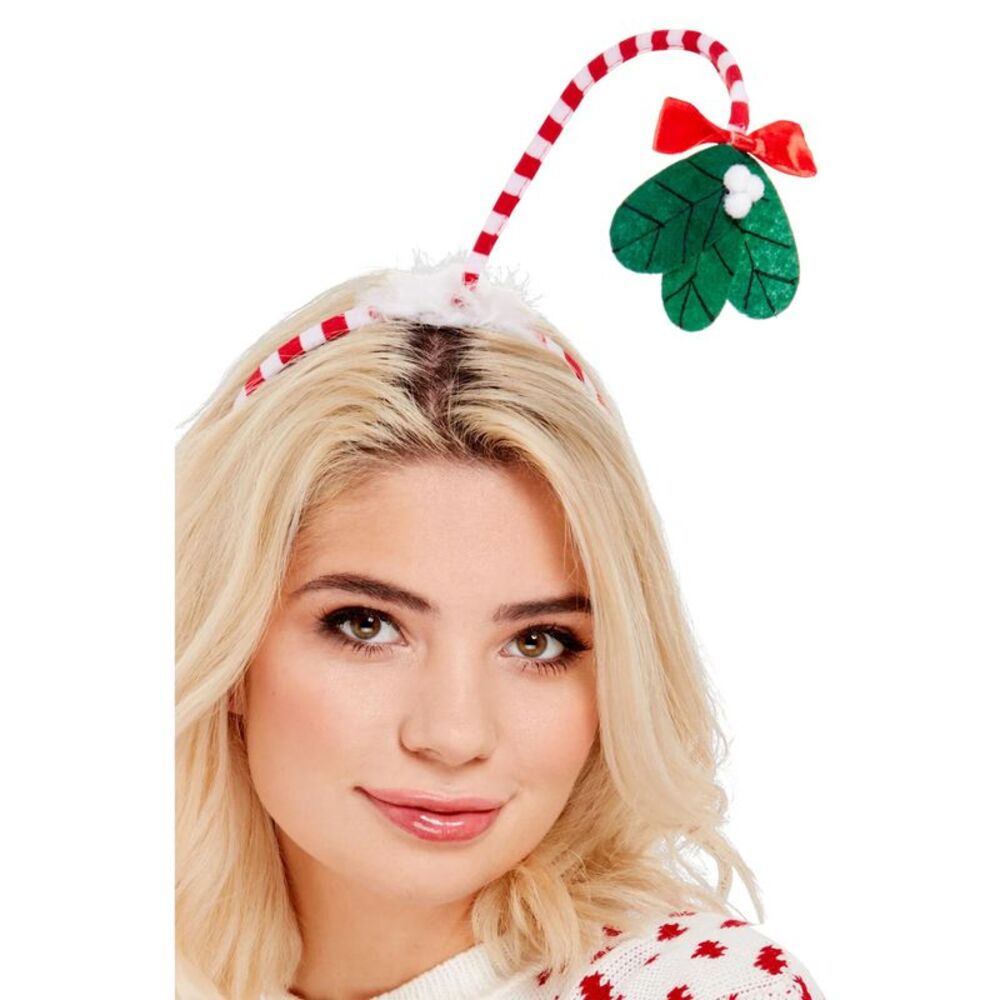 Smiffys Mistletoe Kisses Costume Headwear / White/Red